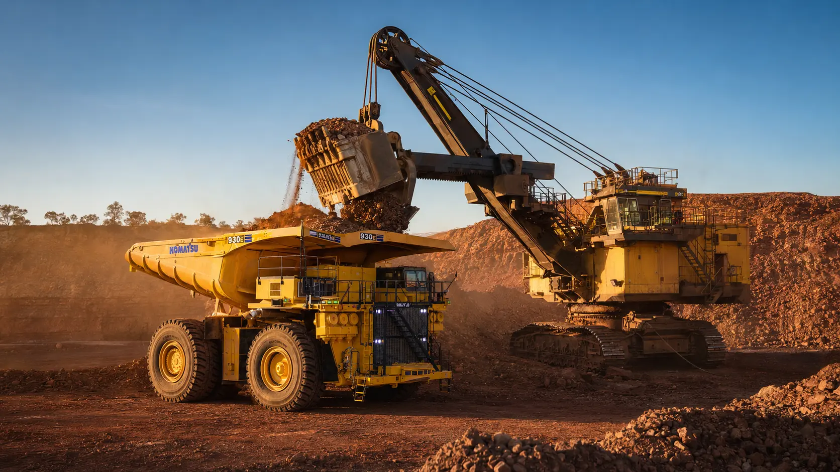 Komatsu 930E haul truck being loaded at an Australian open-cut mine